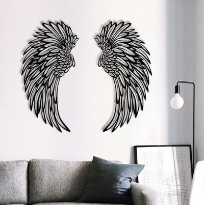 Carved Metal Wall Decor Art With Light Angel