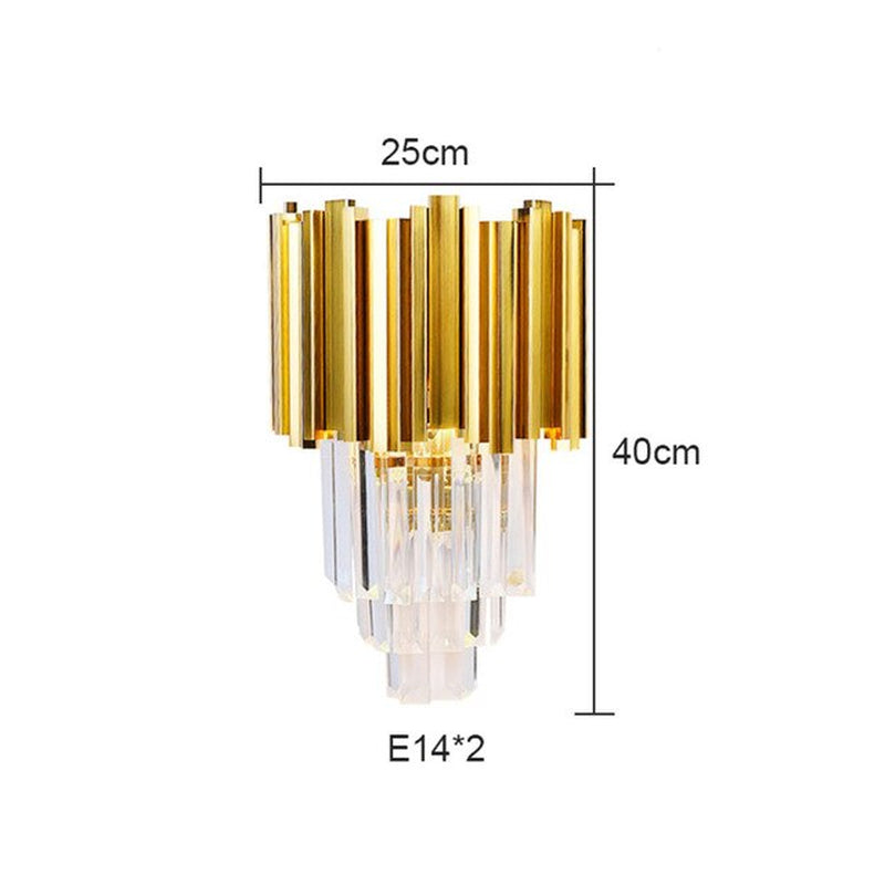 Modern Gold Luxury Crystal Wall Lamp Led Light E14 Bulbs for Bedroom Living Room Study Home Lighting Fixtures