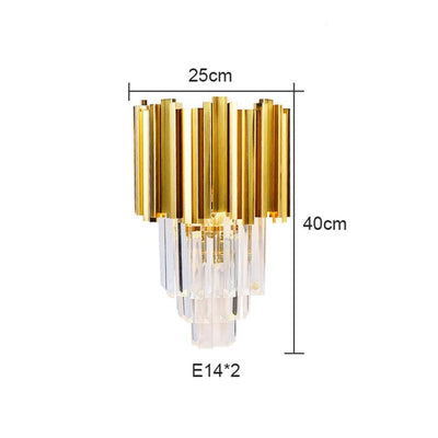 Modern Gold Luxury Crystal Wall Lamp Led Light E14 Bulbs for Bedroom Living Room Study Home Lighting Fixtures