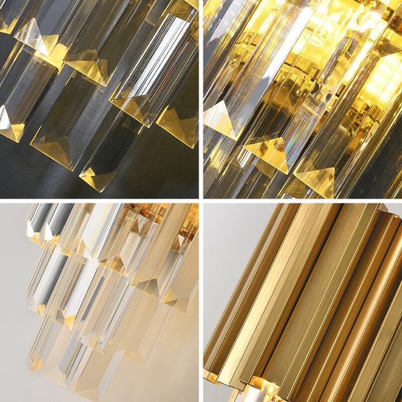 Modern Gold Luxury Crystal Wall Lamp Led Light E14 Bulbs for Bedroom Living Room Study Home Lighting Fixtures