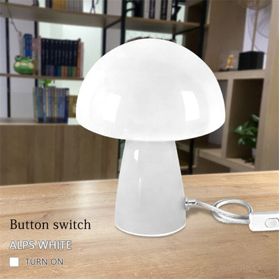 Modern LED Mushroom Table Lamp Stained Glass Lampshade Home Decor Lights Bedside Lamp Eye Protection Lamps Art Deco Lighting