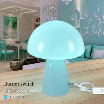 Modern LED Mushroom Table Lamp Stained Glass Lampshade Home Decor Lights Bedside Lamp Eye Protection Lamps Art Deco Lighting