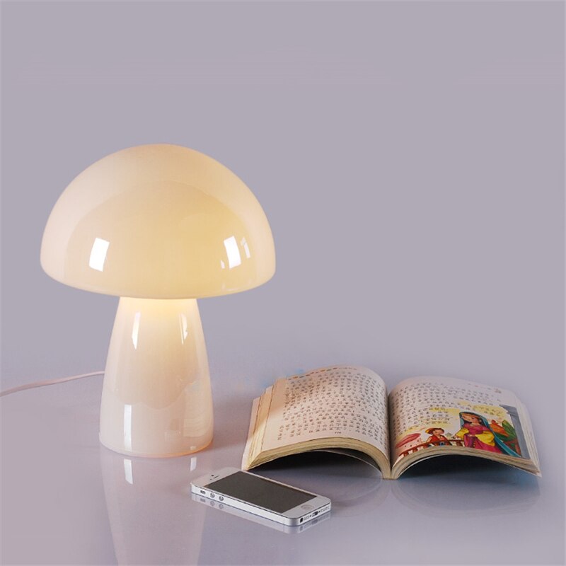 Modern LED Mushroom Table Lamp Stained Glass Lampshade Home Decor Lights Bedside Lamp Eye Protection Lamps Art Deco Lighting