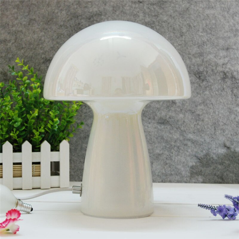 Modern LED Mushroom Table Lamp Stained Glass Lampshade Home Decor Lights Bedside Lamp Eye Protection Lamps Art Deco Lighting