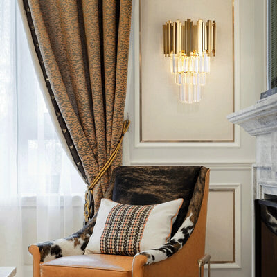 Modern Gold Luxury Crystal Wall Lamp Led Light E14 Bulbs for Bedroom Living Room Study Home Lighting Fixtures
